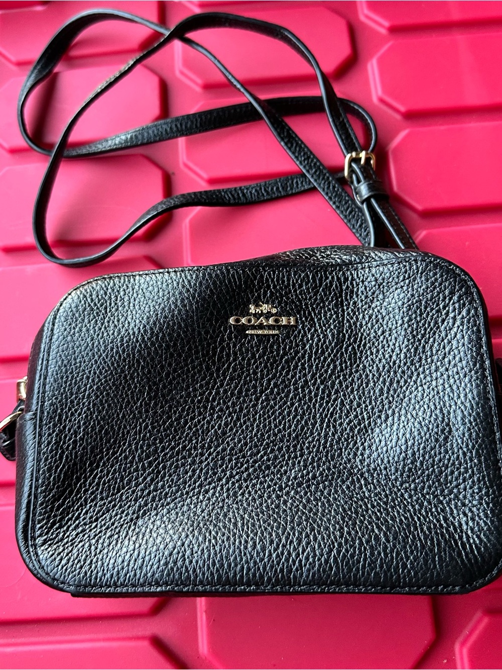 Coach Black Pebbled Leather Camera Crossbody with Gold Hardware - Picture 5 of 8